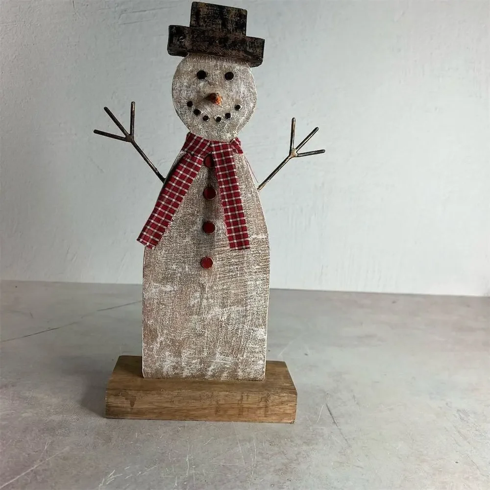 Primitives Handmade Wooden Snowman‎ Holiday Decor